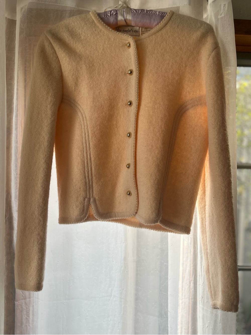 Classic Cream Button-Front Women's Wool Sweater Jacket